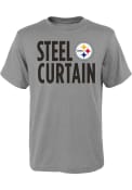 Pittsburgh Steelers Youth Grey Steel Curtain T-Shirt