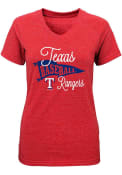Texas Rangers Girls Red Banner Fan Fashion T-Shirt