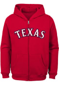 Texas Rangers Boys Wordmark Full Zip Hooded Sweatshirt - Red