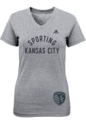 Sporting Kansas City Girls Grey Logo Stamp Fashion T-Shirt