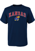 Kansas Jayhawks Youth Navy Blue Arch Mascot T-Shirt