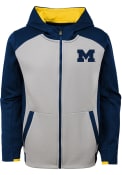 Michigan Wolverines Boys Hi-Tech Full Zip Hooded Sweatshirt - Grey