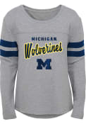 Michigan Wolverines Girls Grey Field Armor Long Sleeve T-shirt
