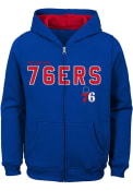 Philadelphia 76ers Boys Foundation Full Zip Hooded Sweatshirt - Blue