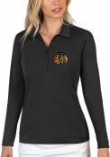 Chicago Blackhawks Womens Antigua Tribute Polo Shirt - Black