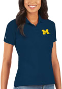 Michigan Wolverines Womens Antigua Legacy Pique Polo Shirt - Navy Blue
