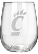 White Cincinnati Bearcats 15oz Laser Etch Stemless Wine Glass