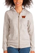 Washington Commanders Womens Antigua Absolute Full Zip Hooded Sweatshirt - Oatmeal