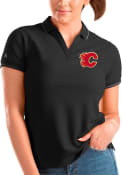 Calgary Flames Womens Antigua Affluent Polo Polo Shirt - Black