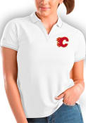 Calgary Flames Womens Antigua Affluent Polo Polo Shirt - White