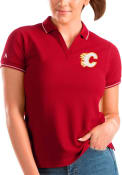 Calgary Flames Womens Antigua Affluent Polo Polo Shirt - Red