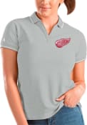 Detroit Red Wings Womens Antigua Affluent Polo Polo Shirt - Grey