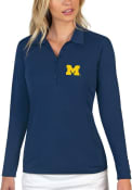 Michigan Wolverines Womens Antigua Tribute Polo Shirt - Navy Blue