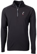 Cutter and Buck Mens Black Cincinnati Bearcats Adapt Eco Knit Recycled 1/4 Zip Pullover
