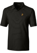 Pittsburgh Pirates Cutter and Buck Forge Pencil Stripe Polos Shirt - Black