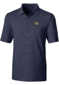 GA Tech Yellow Jackets Cutter and Buck Forge Pencil Stripe Polos Shirt - Navy Blue