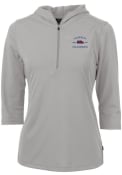 Ole Miss Rebels Womens Cutter and Buck 2022 College World Series Champions Virtue Eco Pique Hooded Sweatshirt - Grey