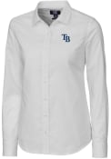 Tampa Bay Rays Womens Cutter and Buck Stretch Oxford Dress Shirt - White