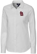 St Louis Cardinals Womens Cutter and Buck Stretch Oxford Dress Shirt - White