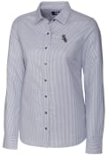 Chicago White Sox Womens Cutter and Buck Stretch Oxford Stripe Dress Shirt - Grey