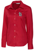 St Louis Cardinals Womens Cutter and Buck Epic Easy Care Nailshead Dress Shirt - Red