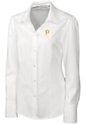 Pittsburgh Pirates Womens Cutter and Buck Epic Easy Care Nailshead Dress Shirt - White