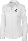 Miami Marlins Womens Cutter and Buck Epic Easy Care Fine Twill Dress Shirt - White
