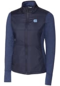 North Carolina Tar Heels Womens Cutter and Buck Stealth Hybrid Quilted Light Weight Jacket - Navy Blue