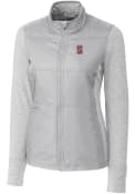 Stanford Cardinal Womens Cutter and Buck Stealth Hybrid Quilted Light Weight Jacket - Grey