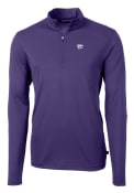 Cutter and Buck Mens Purple K-State Wildcats Virtue Eco Pique 1/4 Zip Pullover