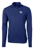 K-State Wildcats Cutter and Buck Virtue Eco Pique 1/4 Zip Pullover - Blue