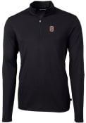 Stanford Cardinal Cutter and Buck Virtue Eco Pique 1/4 Zip Pullover - Black