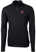 Wisconsin Badgers Cutter and Buck Virtue Eco Pique 1/4 Zip Pullover - Black