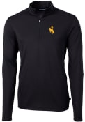 Wyoming Cowboys Cutter and Buck Virtue Eco Pique 1/4 Zip Pullover - Black