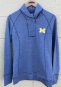 Michigan Wolverines Womens Cutter and Buck Shorline 1/4 Zip Pullover - Navy Blue