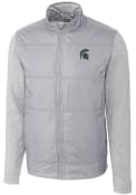 Michigan State Spartans Cutter and Buck Stealth Hybrid Quilted Full Zip Jacket - Grey