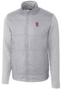 Stanford Cardinal Cutter and Buck Stealth Hybrid Quilted Full Zip Jacket - Grey