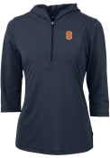 Syracuse Orange Womens Cutter and Buck Virtue Eco Pique Hooded Sweatshirt - Navy Blue