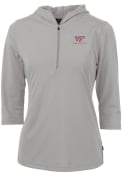 Virginia Tech Hokies Womens Cutter and Buck Virtue Eco Pique Hooded Sweatshirt - Grey