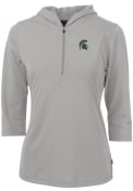Michigan State Spartans Womens Cutter and Buck Virtue Eco Pique Hooded Sweatshirt - Grey