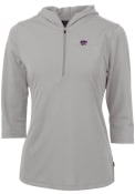 K-State Wildcats Womens Cutter and Buck Virtue Eco Pique Hooded Sweatshirt - Grey