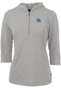 Kentucky Wildcats Womens Cutter and Buck Virtue Eco Pique Hooded Sweatshirt - Grey