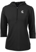 Michigan State Spartans Womens Cutter and Buck Virtue Eco Pique Hooded Sweatshirt - Black