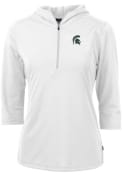 Michigan State Spartans Womens Cutter and Buck Virtue Eco Pique Hooded Sweatshirt - White
