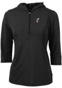 Cutter and Buck Womens Black Cincinnati Bearcats Virtue Eco Pique Hooded Sweatshirt