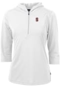 Stanford Cardinal Womens Cutter and Buck Virtue Eco Pique Hooded Sweatshirt - White