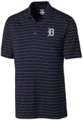 Detroit Tigers Cutter and Buck Franklin Stripe Polo Shirt - Navy Blue
