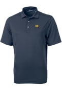 Michigan Wolverines Cutter and Buck Virtue Eco Pique Polo Shirt - Navy Blue