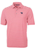 Dayton Flyers Cutter and Buck Virtue Eco Pique Stripe Polo Shirt - Red