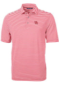 Houston Cougars Cutter and Buck Virtue Eco Pique Stripe Polo Shirt - Red